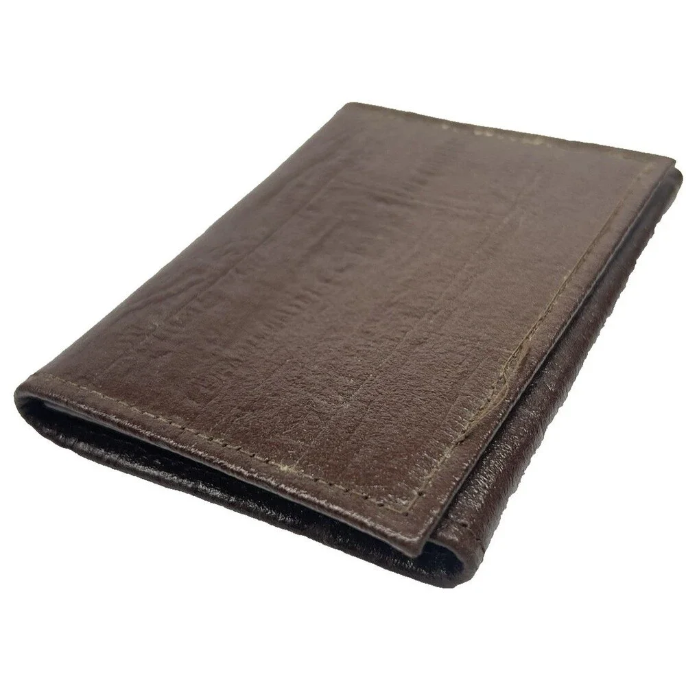 Vintage Genuine Leather Brown Trifold Wallet USA 10”